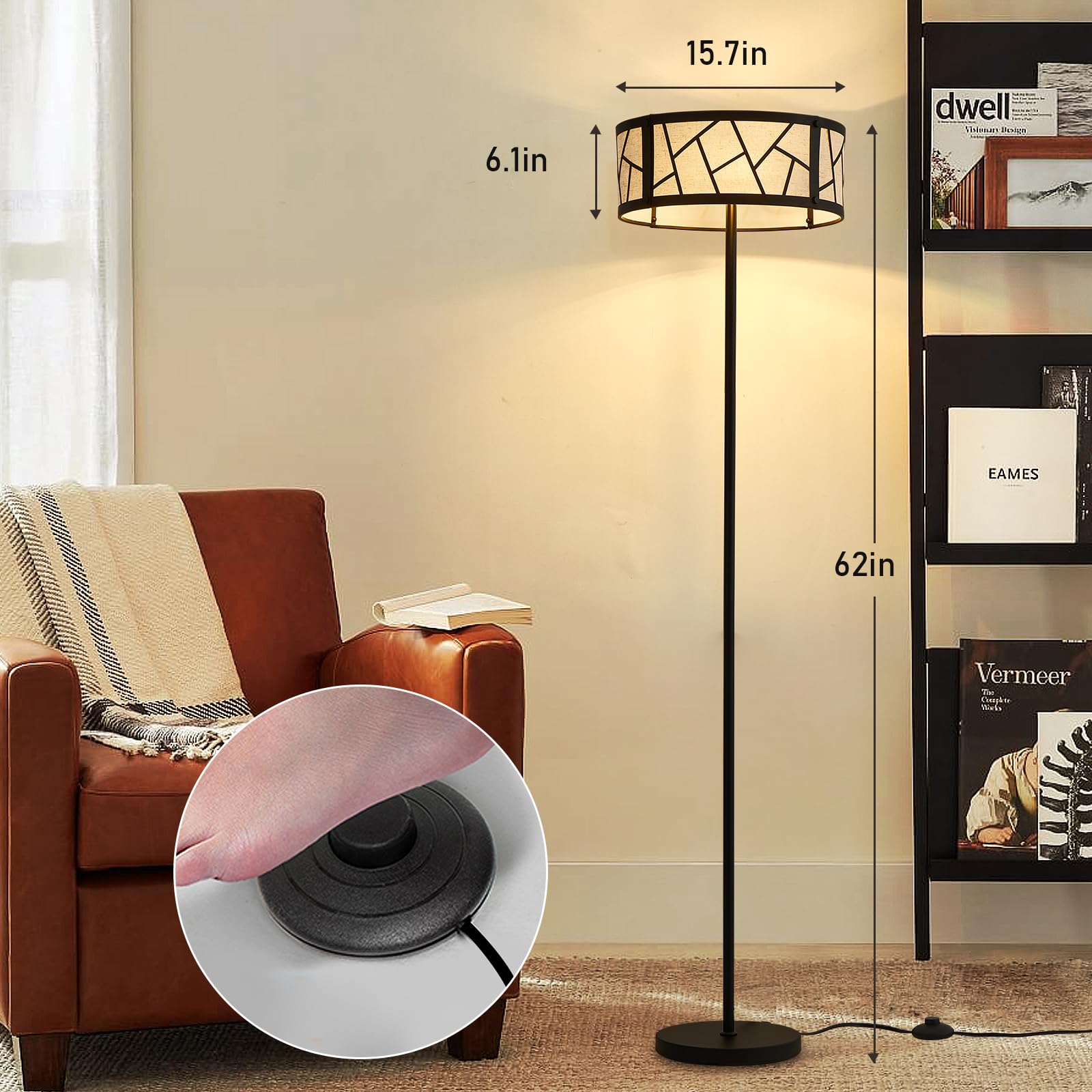 Lámpara De Pie Dorada Para Sala De Estar, Dormitorio, Lámpara De Pie M