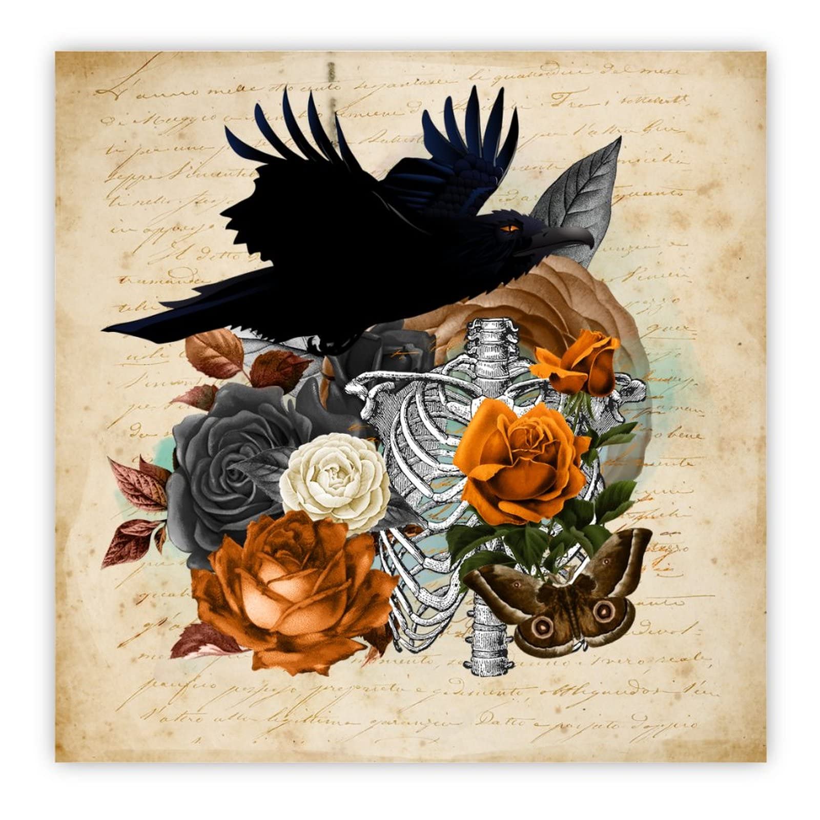 Corvo Edgar Allan Poe Corvo Teschio Nevermore Libro Lettura Corvo Uccello Nero Poster Gotico Regalo per Amante dei Libri Regalo per Goth Halloween Arte 054 - Italia