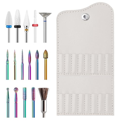 16 brocas de uñas con soporte de cuero portátil, brocas de 332 pulgadas para juego de uñas, brocas profesionales de carburo de tungsteno de cerámica disponible en Yaxa Peru
