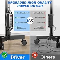 Vista 3 de Rfiver Carrito de TV móvil con toma de corriente, soporte de TV rodante para televisores de pantalla plana LCD LED OLED de 23 a 65 pulgadas