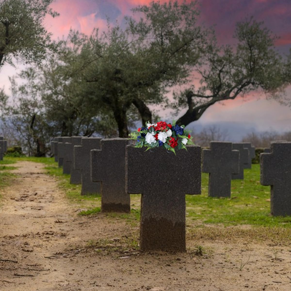 Fleurs Funéraires Artificielles pour Tombe, Décorations Commémoratives