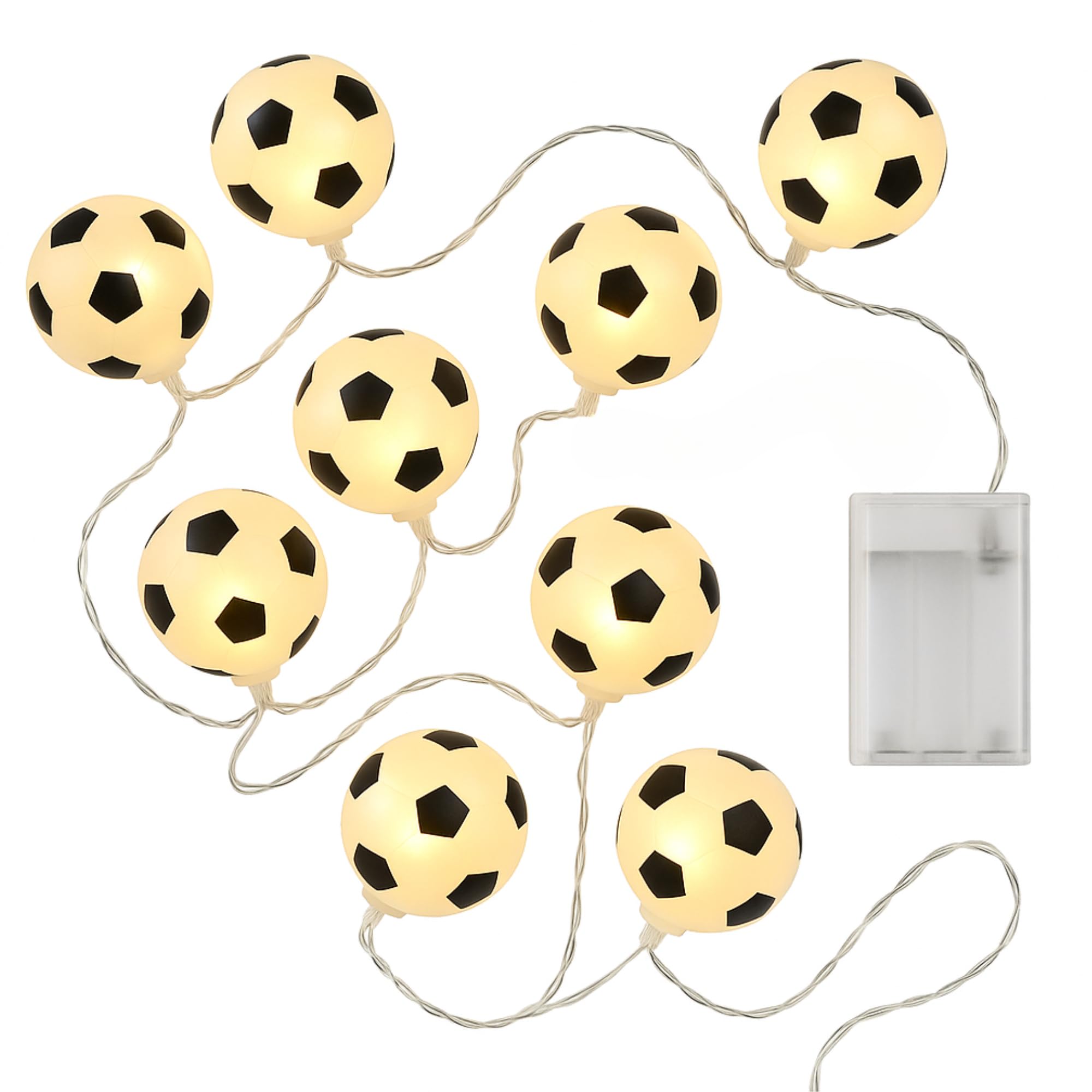 Vellichor Europe Football String Lights: LED Fairy Lights for Indoor/Outdoor Decoration - Battery Powered, Romantic Ambiance, Easy Installation - Perfect for Football Fans and World Cup Deco