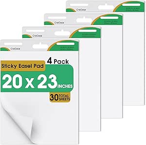 CREGEAR Portable Tabletop Easel Pad, 15 X 18 Inches, 2 Pack 20 Sheets/Pad, Super Sticky Tabletop Easel Pad With Built-in Stand For Offices And Schools, Great For Virtual Learning And Presentation