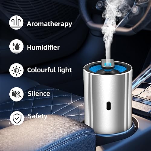 Miniatura 9 de Difusor de aluminio para automóvil, aceite esencial, humidificador de aromaterapia para automóvil, 3.4 fl oz, ambientador de aroma de vehículo