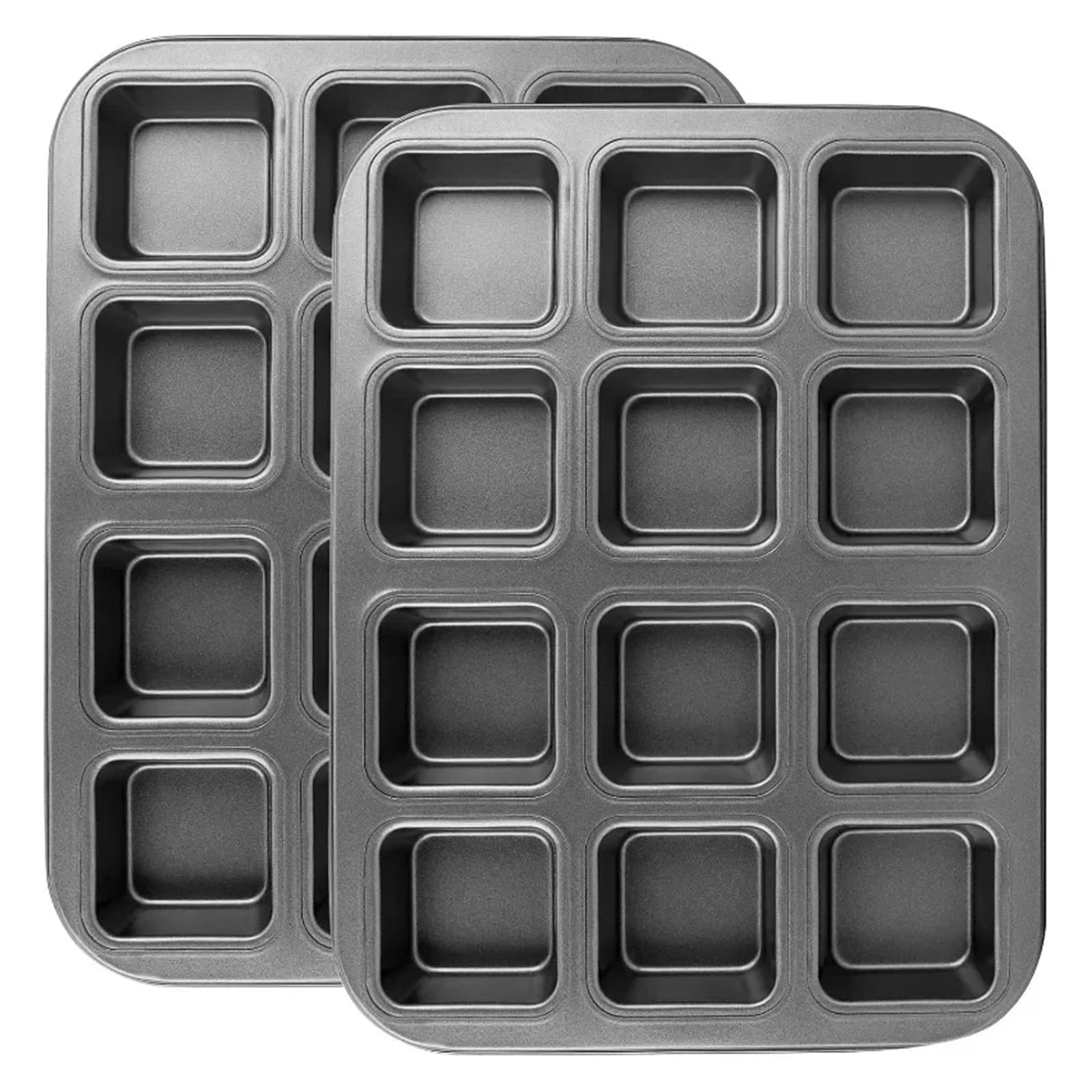 Moule à muffins carré antiadhésif à 12 cavités, multi-usages, résistant à la corrosion(2pcs LS gold)