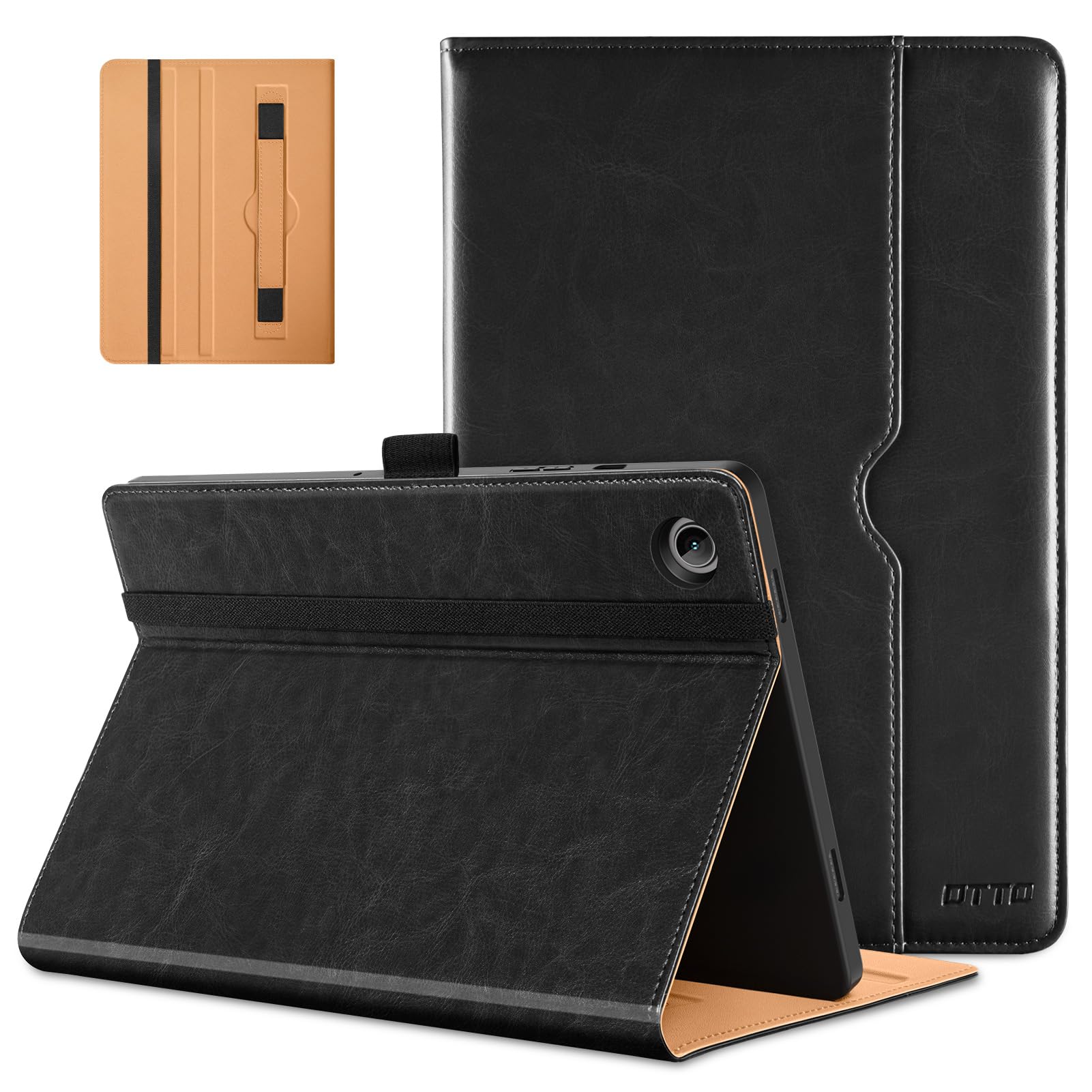 DTTO for Samsung Galaxy Tab A9 Plus 11 inch Case 2023, Premium Leather Business Folio Stand Cover with Hand Strap for Galaxy Tab A9+ 11’’ 2023 Model (SM-X210/X216/X218) - Auto Wake/Sleep, Black