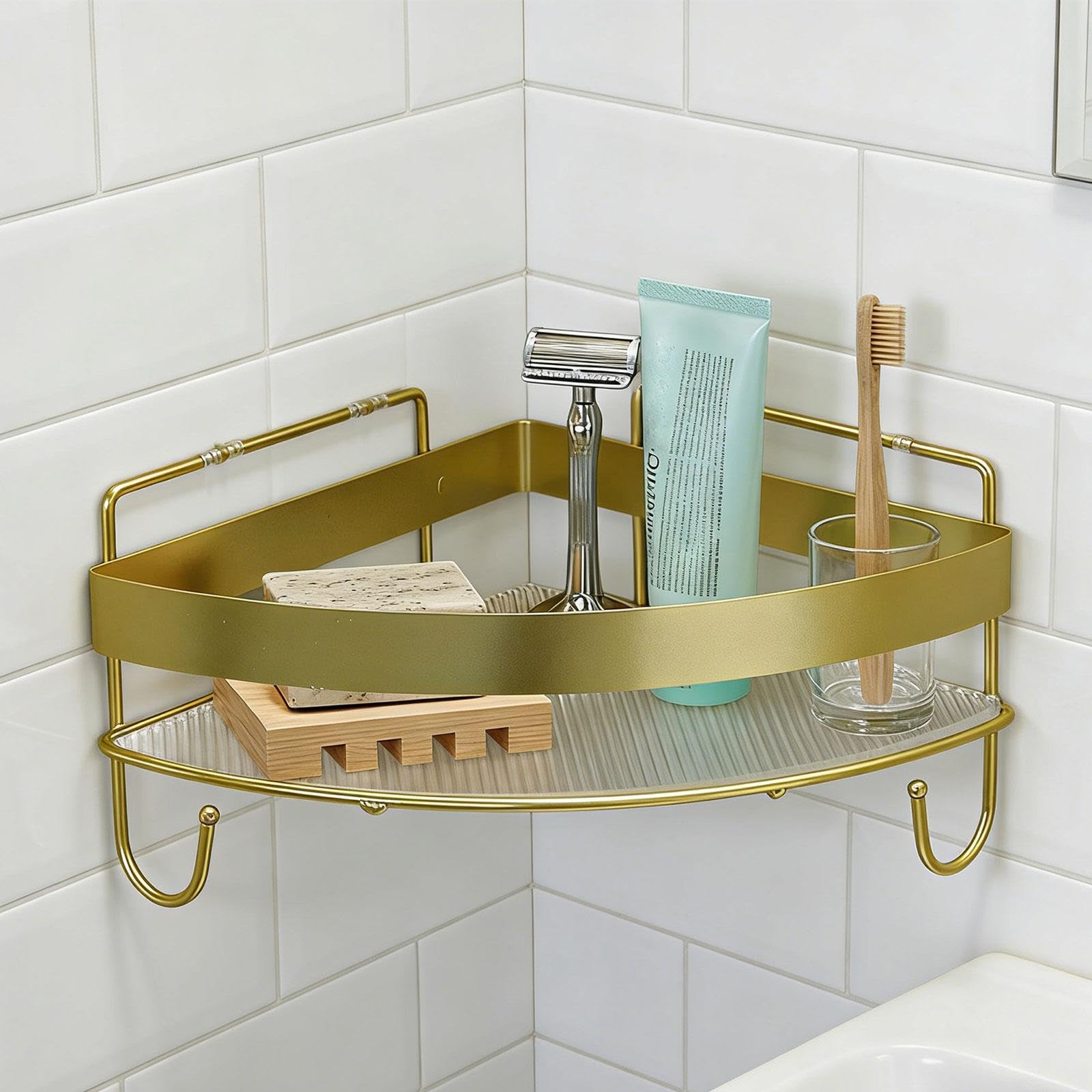 Set di 2 Mensole da Doccia E Organizer da Bagno per Soggiorno E Camera da Letto