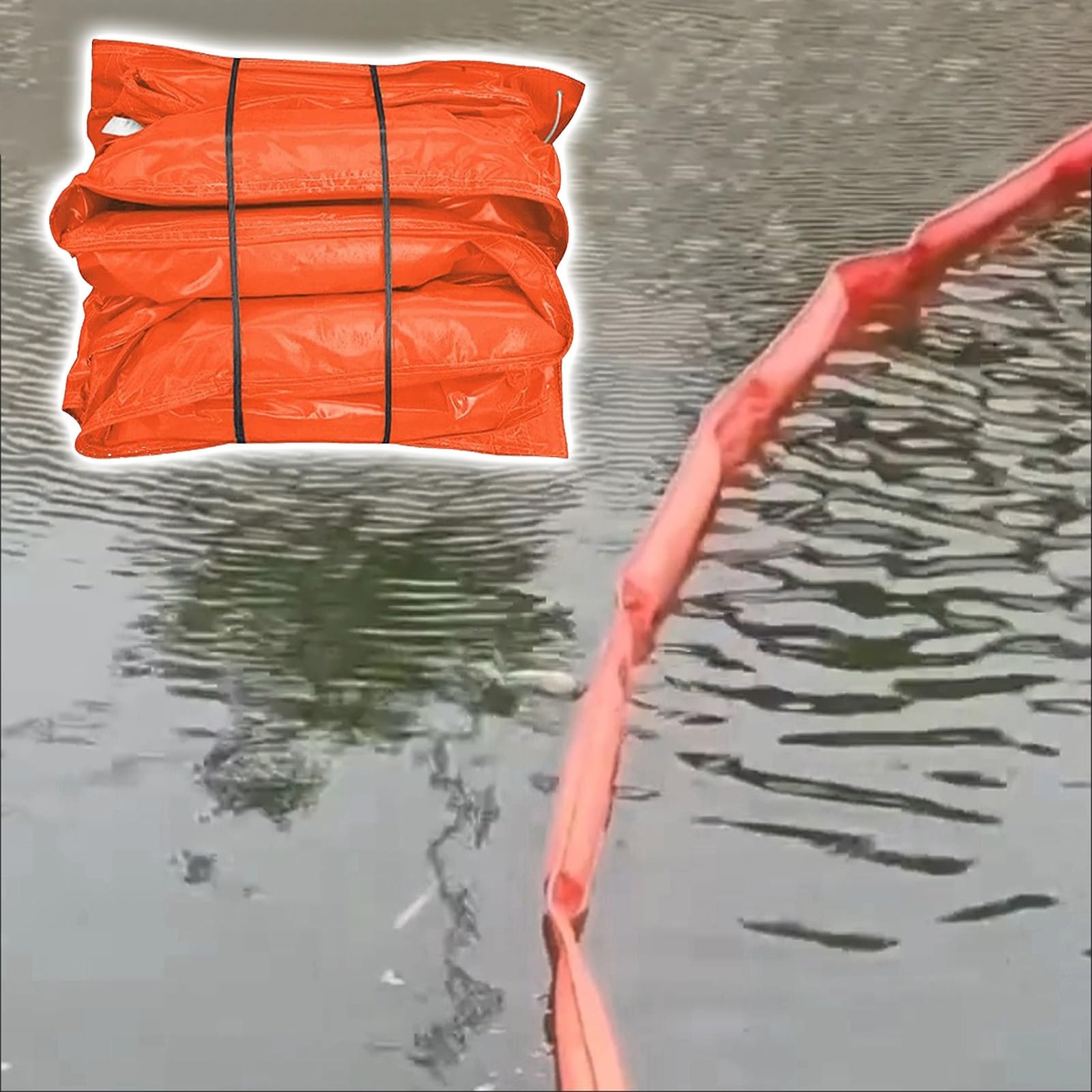 DUANHOZ PVC Oil Boom,Heavy-Duty PVC Floating Oil Booms - Reusable Spill Barrier for Ports, Rivers & Marine Use - Professional Oil Fence for Water Protection (L 10m/32.8ft, H 75cm