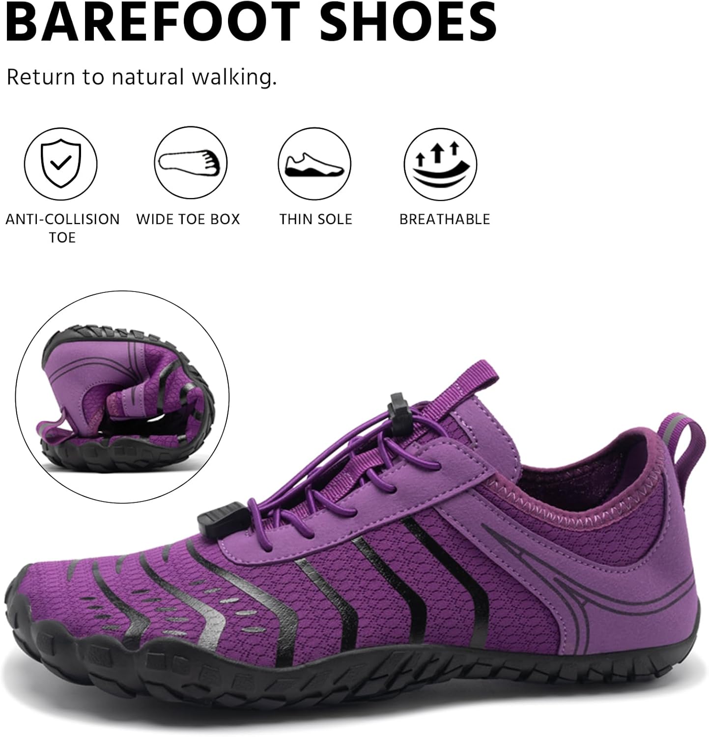 Barefoot Shoes Womens Mens Footwear for Walking Hiking with Wide Toe Box,Healthy & Non-Slip,Breathable Barefoot Vitality Water Shoes for Beach Pool Swim Outdoor (Unisex) - Image 4