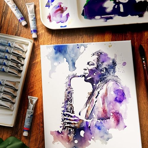 Miniatura 7 de PHOENIX - Lienzo de algodón en blanco con bastidor para acuarela, pinturas solubles en agua, mixtas, manualidades y arte de vertido, imprimado