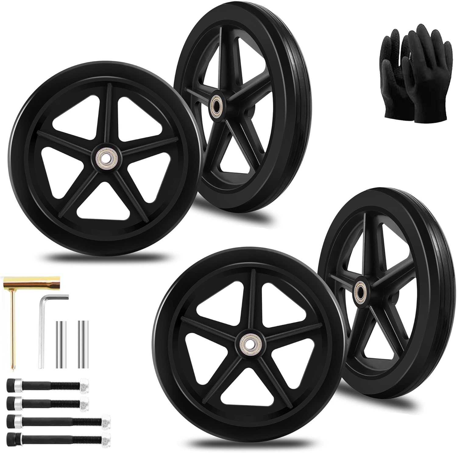 8 Inch Solid Replacement Wheels (2 Pack) for Mobility Aids