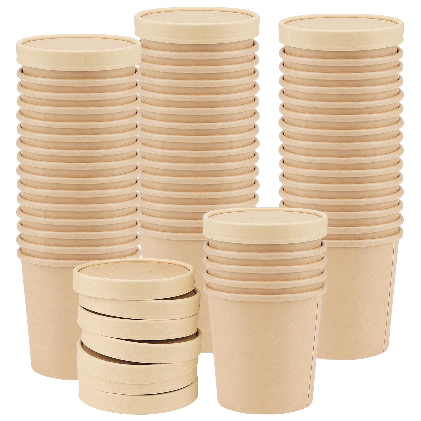 50 Bols Kraft 430ml - Récipients Alimentaires Soupe Salade Jetables
