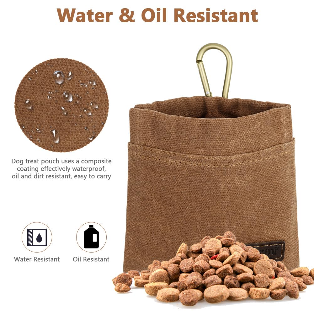 Borsa Addestramento Cane, Borsa Porta Snack per Animali Domestici, Porta Snack Cane, Sacchetto per Cani a Mani libere con moschettone, per addestramento di Cani (Marrone)