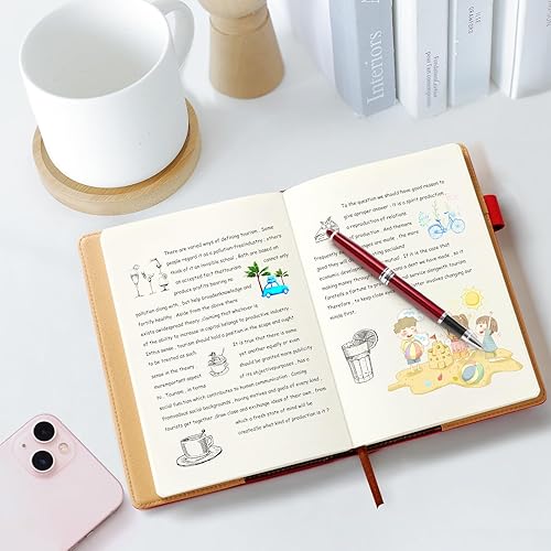 Miniatura 6 de Cuaderno A5 en blanco, cuaderno de bocetos de cuero de tapa dura recargable con bolsillo y hebilla magnética, cuaderno de bocetos de viaje de 240