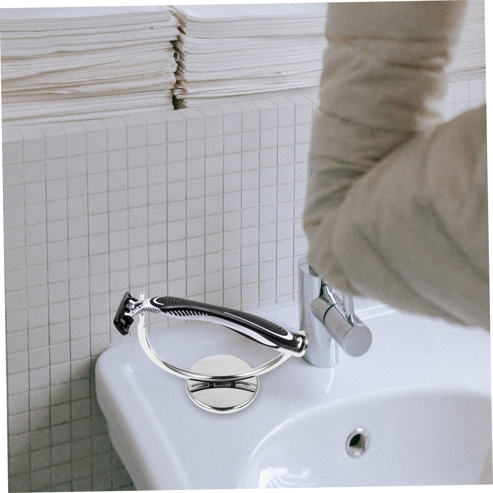 Angoily 2pezzi Supporto Per Rasoio Da Bagno Organizer Pratico Per Rasoio Stand Decorativo Per Rasoi Da Uomo Design Resistente e Anti-scivolo Soluzione Per La Rasatura Quotidiana
