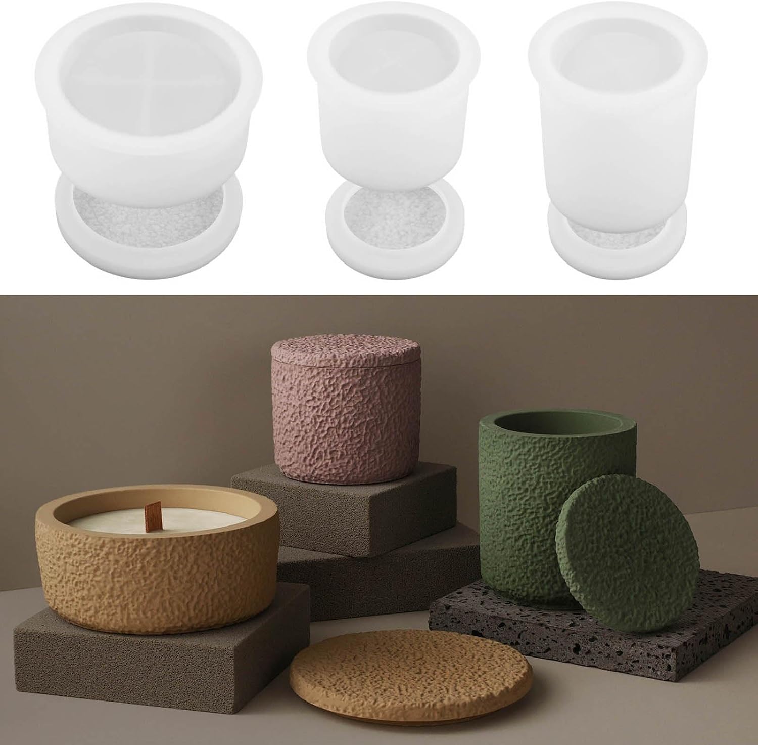 Cup Makeup Brush Storage Jar Mold Resin Jar Mold with Lid Silicone Organizers Storage Epoxy Casting Silicone for Cup
