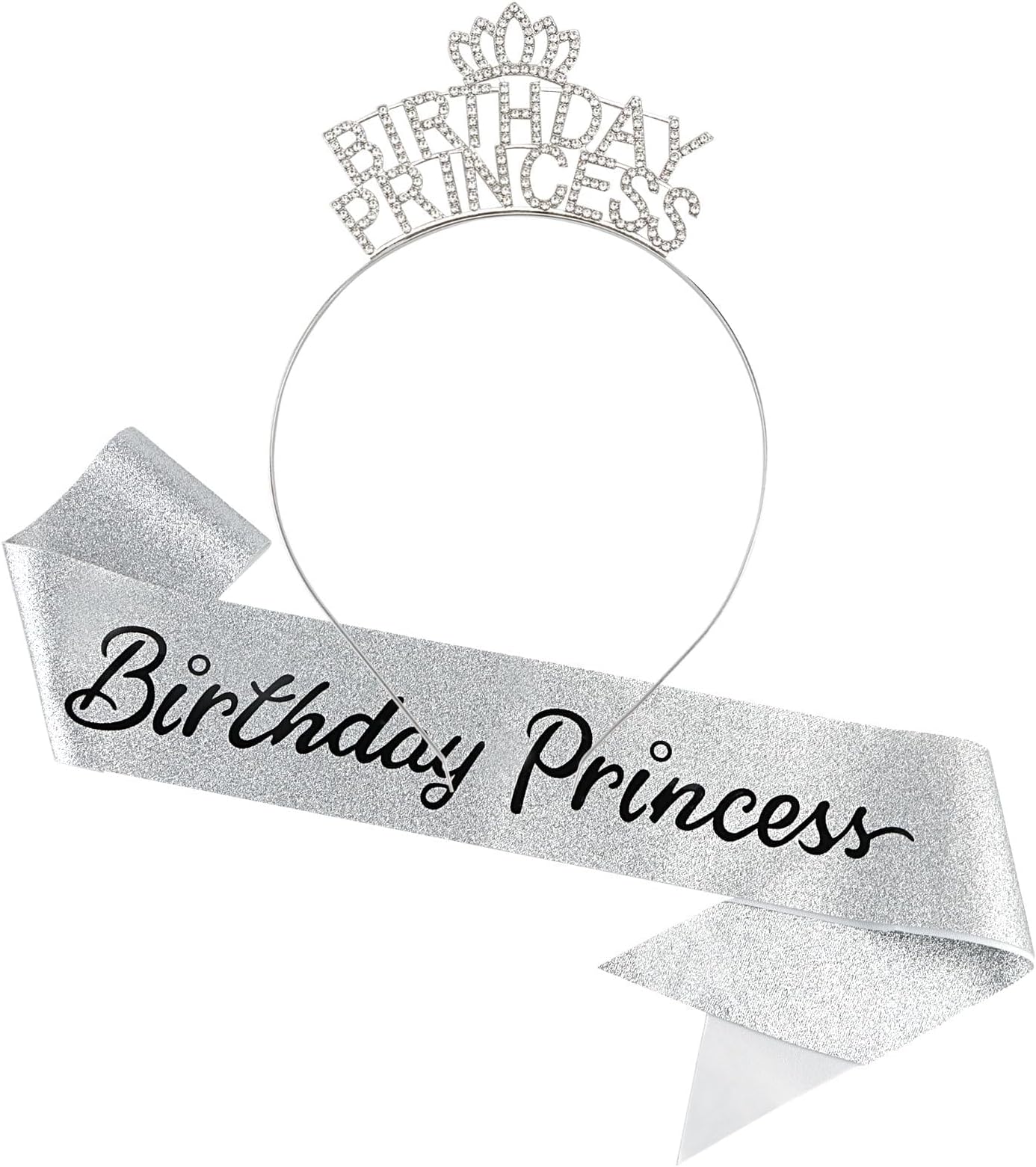 Birthday Queen Crown, Birthday Sash and Tiara Set Crystal Rhinestone Tiara Birthday Crown Costume Full Birthday Queen Set Birthday Celebration Tiara and Queen Sash for Birthday Party Girls Decoration