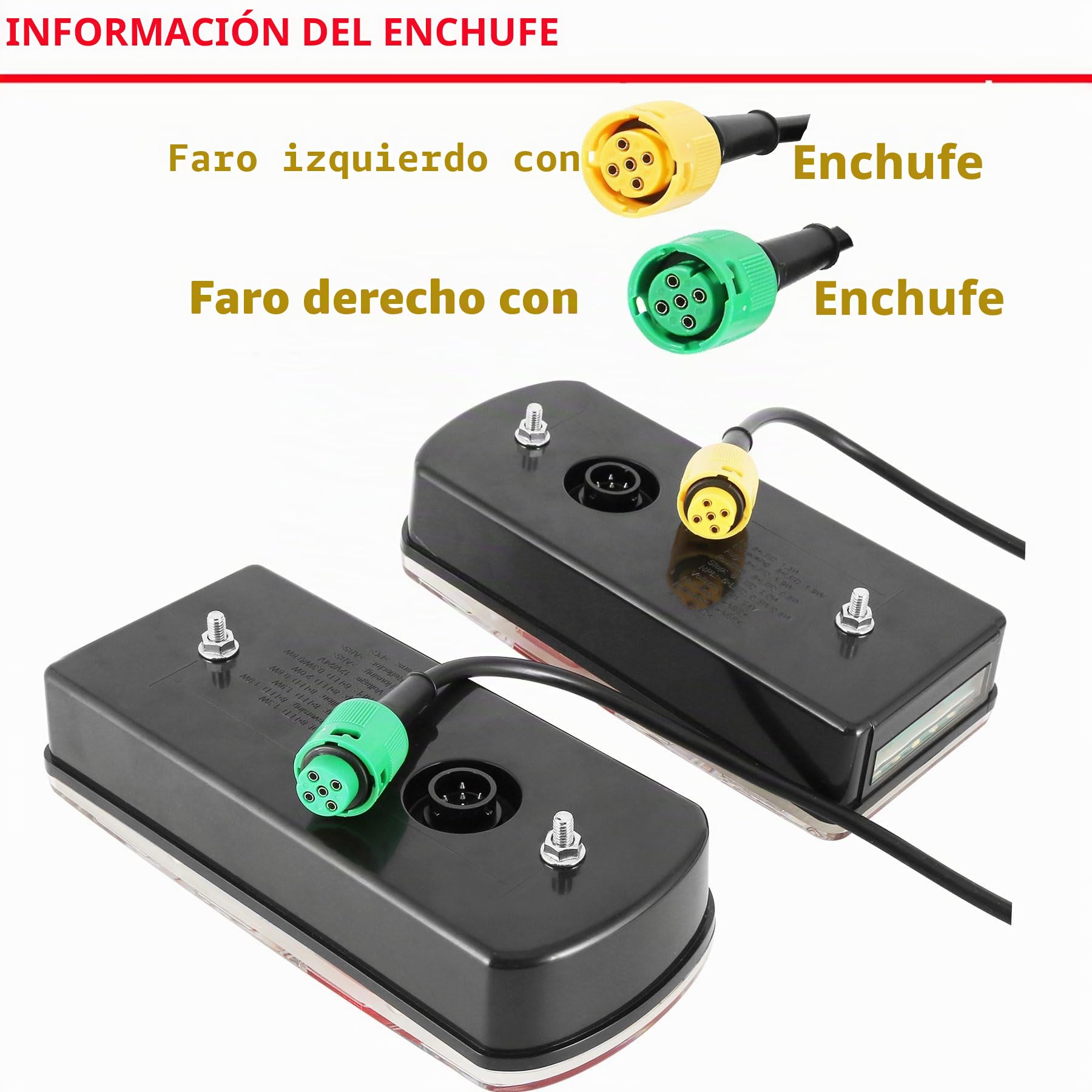 LED Pilotos Traseros Remolque 12V 24V 7Funciones Luces Remolque Traseras Piloto con 30cm Conexión de Bayoneta de 6pin Homologados Impermeable