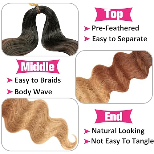 Miniatura 3 de Unionbeauty - Paquete de 9 paquetes de cabello ondulado ondulado preemplumado para trenzas de caja bohemia, rizos franceses, extensiones de cabello