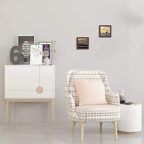 Miniatura 7 de Frametory, Marco de fotos de 8 x 8 pulgadas, madera compuesta con vidrio, marco de fotos cuadrado horizontal y vertical para pared y mesa (marrón,