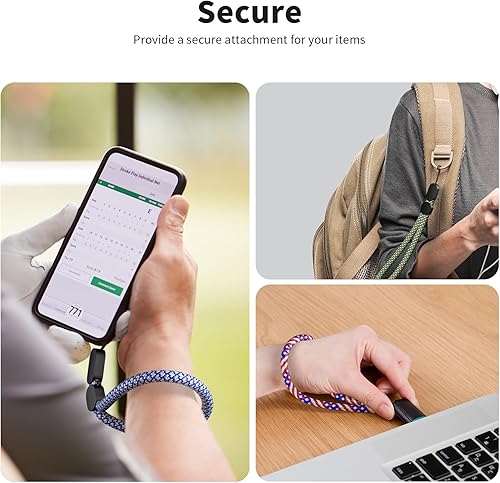Miniatura 3 de Avorast Cordón ajustable de fibra de carbono para teléfono GoPro, cámara, funda de teléfono, llaves, llavero, unidad flash USB, linterna, correa de
