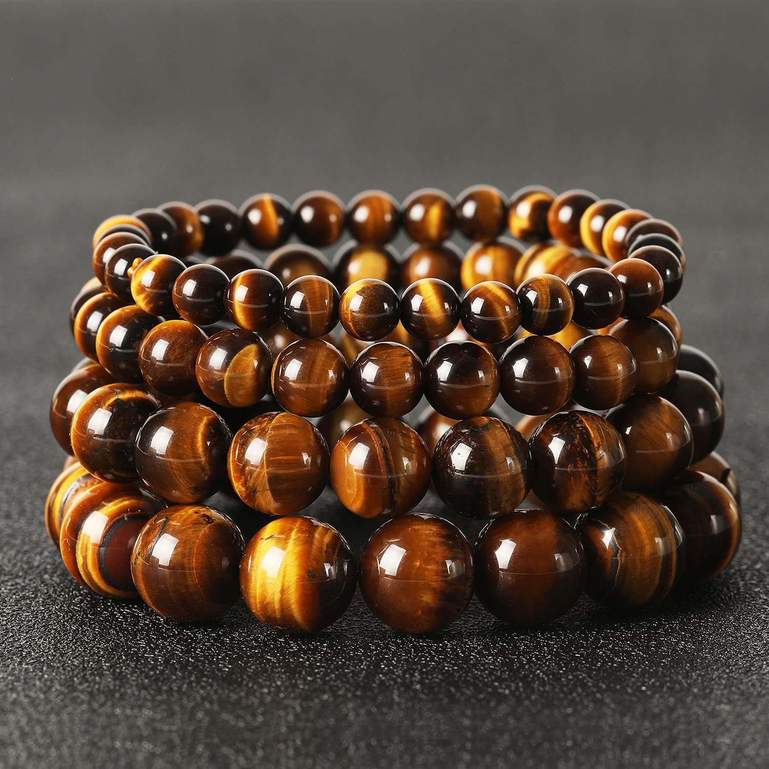 Tiger Eye Bracelet, Natural Tiger Eye Stone Stress Relief, Yoga Beaded Bracelets，Healing Bracelet for Men Women