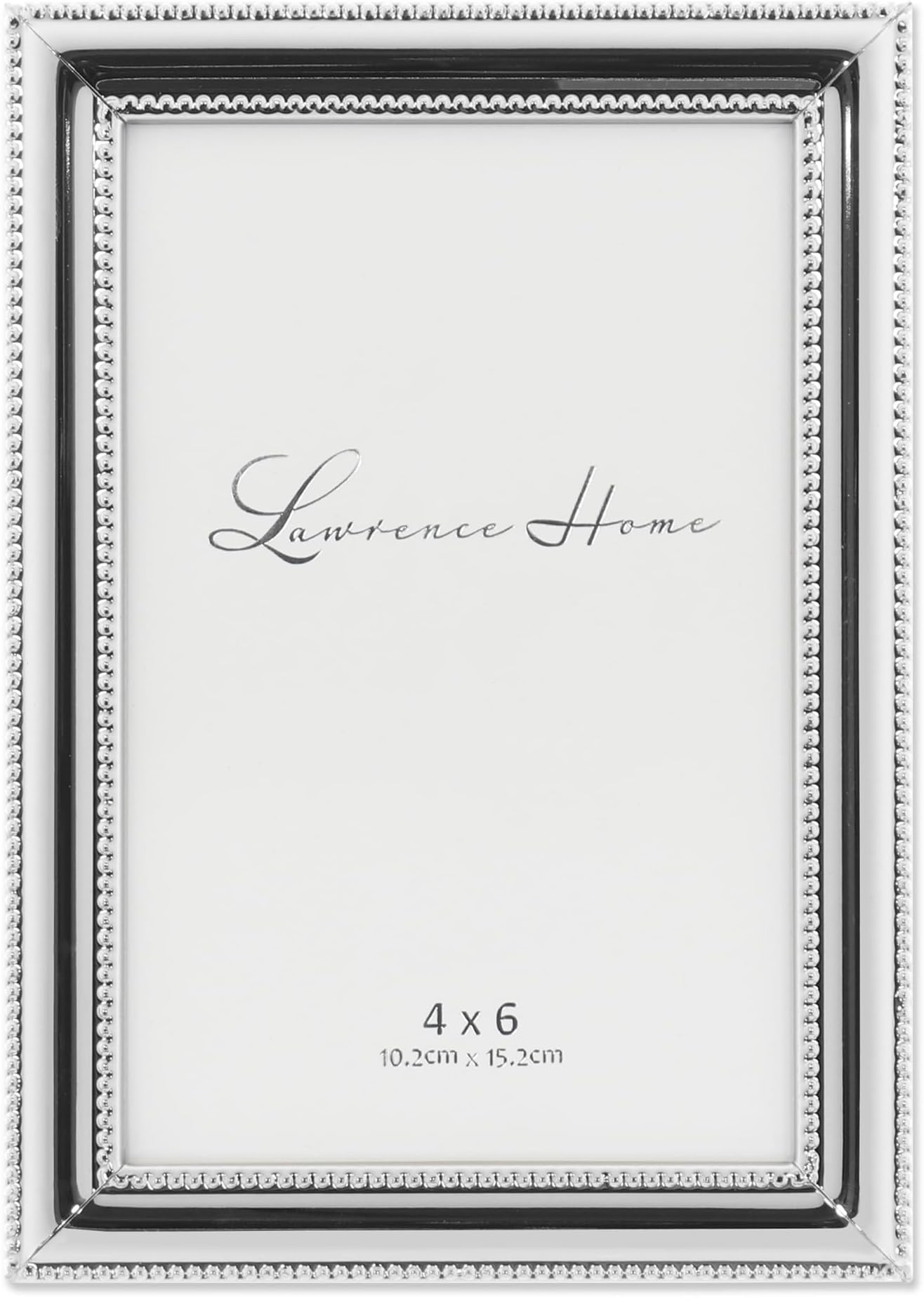 Lawrence Frames 510746 Metal Picture Frame Silver-Plate with Delicate Beading, 4 by 6-Inch