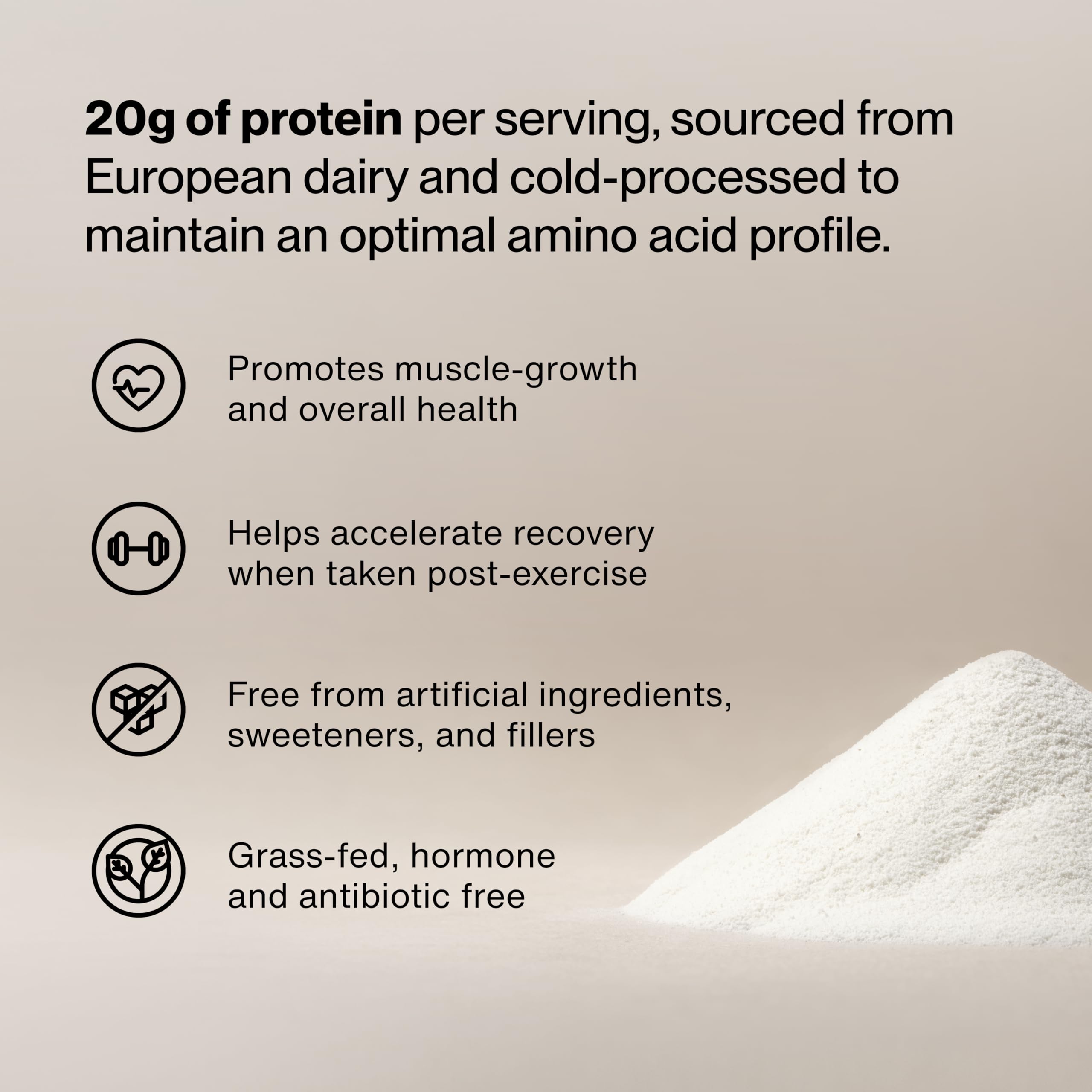 Momentous Essential Grass-Fed Whey Protein Powder - 20 g Whey Isolate Protein - NSF Certified for Sport - Gluten-Free - 24 Servings for Essential Everyday Use - Unflavored - Package May Vary