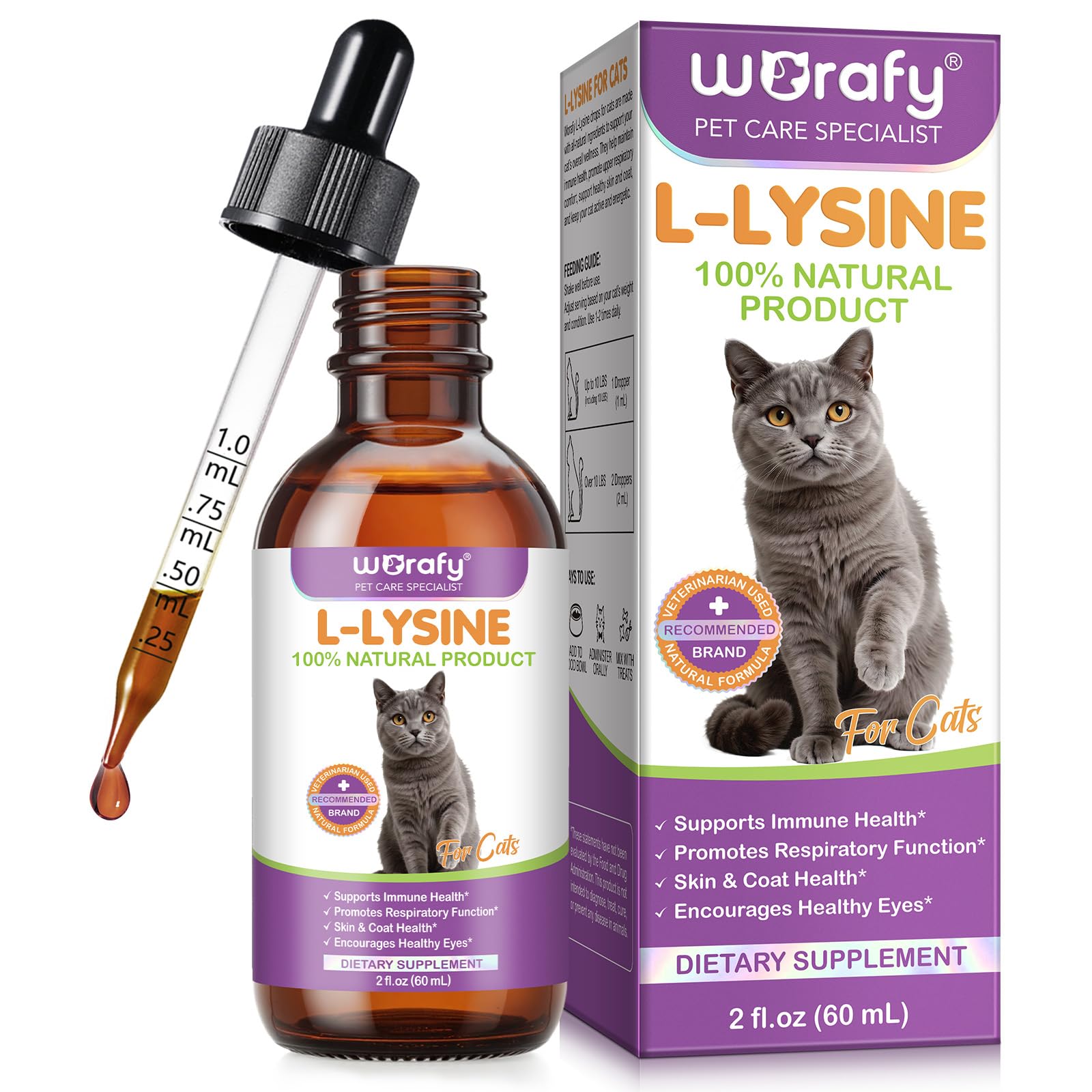 Gegen Katzenschnupfen - L-Lysin Tropfen für Katzen. Schnelle Linderung bei Allergien & Niesen. Stärkt die Abwehrkräfte mit Kolostrum & Taurin.