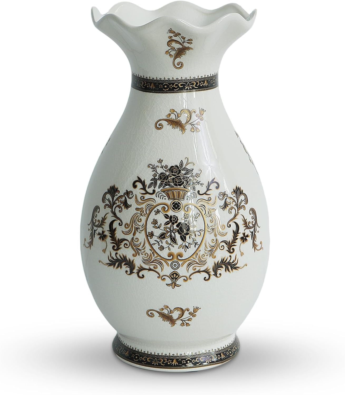 Modern Large Table Ceramic Multicolor Flower Vase -14.6 inch Tall -Home Decor Living Room Kitchen Bedroom Decorations for House Book Shelf Office Coffee Desk Dining Fireplace. (Multicolor)