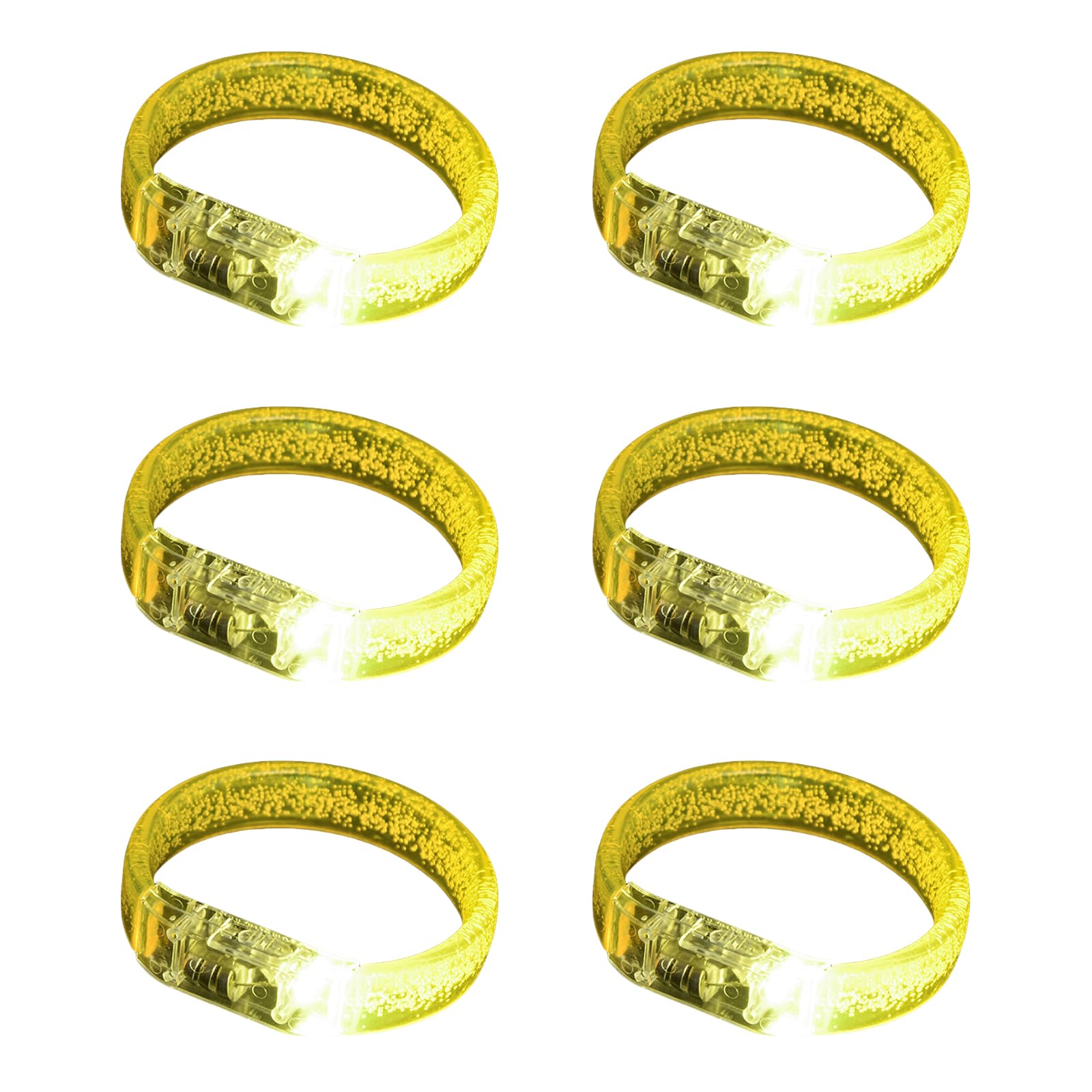 Jazuaiao Of 6 LED Light Bracelets Multicolors Wristbands for Concert and Festival Wear Wrist Accessories Party Supplies Acrylic Glow Bracelets