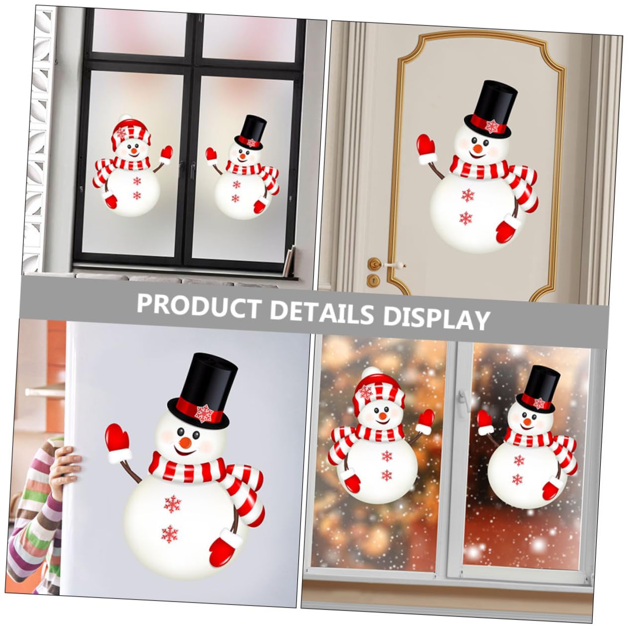 Cabilock 10 Feuilles autocollant décorations de fenêtre de bonhomme de neige stickers muraux bonhomme de neige decoration noel decoration de noel décalcomanies de fête de noël PVC rouge