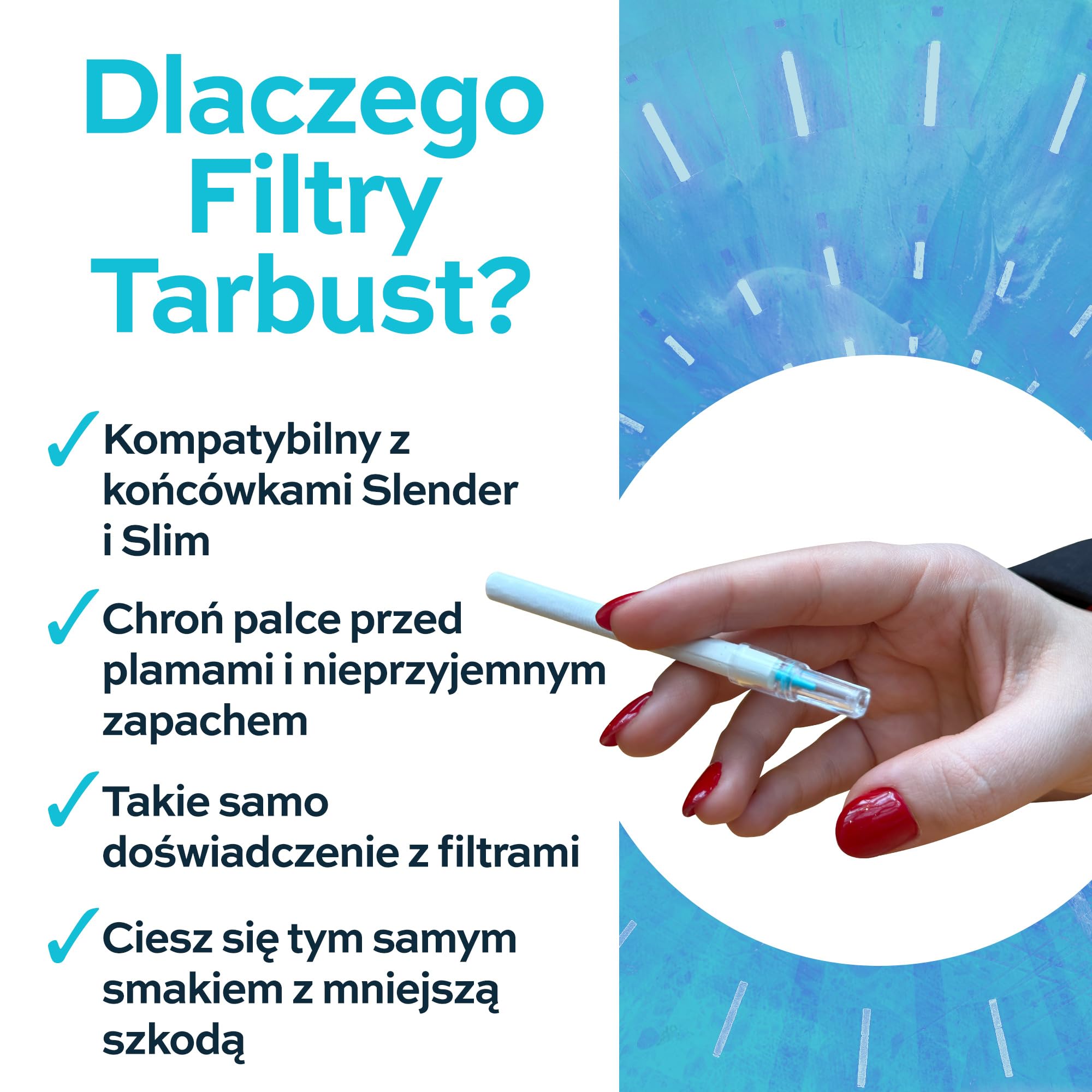 Tarbust Slender 1200 filtrów do papierosów, antysmolisty filtr 7 mm, plastikowy ustnik do papierosów smukłych