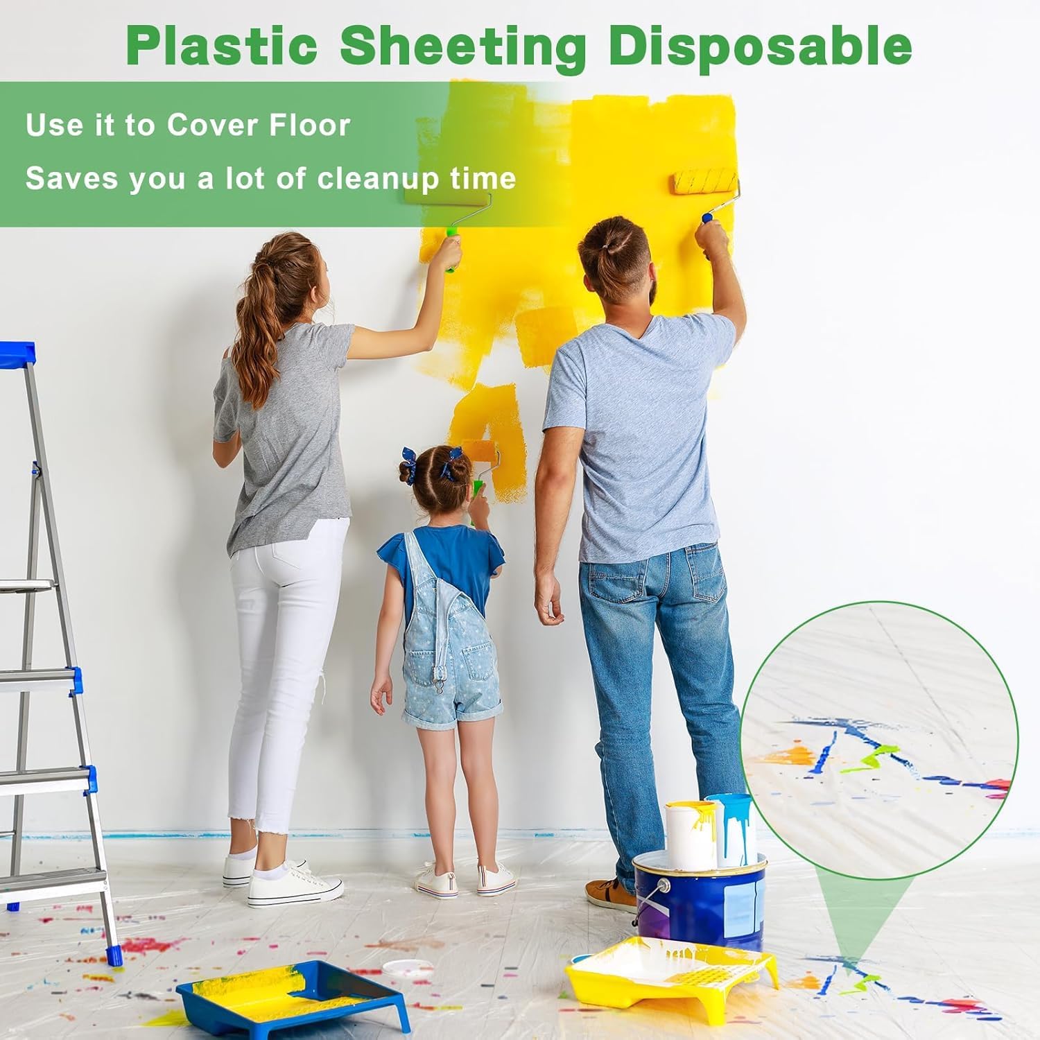 20 Pack Plastic Drop Cloth for Painting, 10 x 13 Ft Waterproof and Dustproof Clear Painters Plastic Sheeting, Paint Plastic Covering Disposable for Furniture and Floors