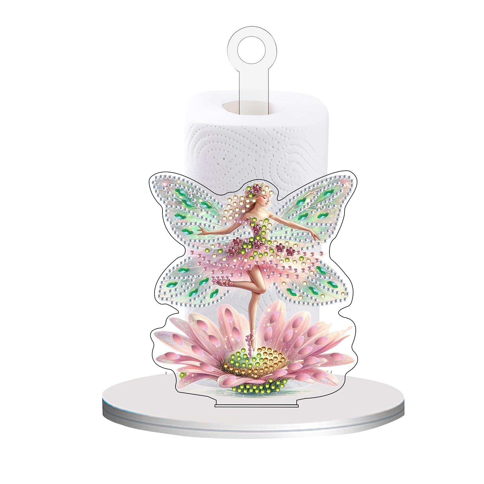 Floral Fairy DIY Resin Diamond Painting Tissue Holder for Adults 10.24x5.12 Inch Desktop Paper Towel Stand Crafts Gift Idea