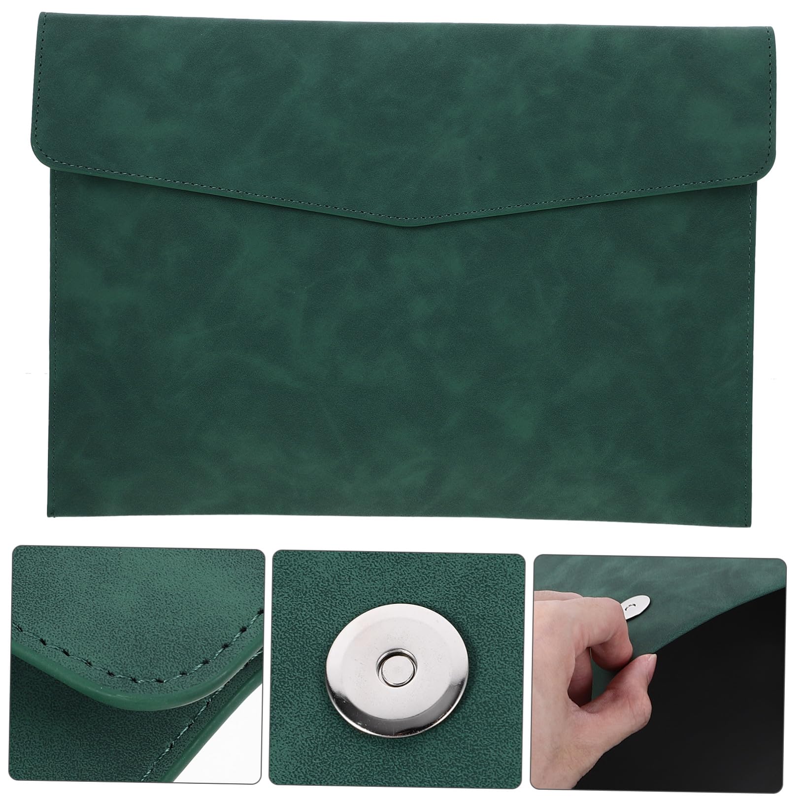 POPETPOP Pochette à Dossiers Paquet à Dossiers Vert Pliable en Simili Cuir pour Organiser Documents Portable pour Étudiants et Bureau