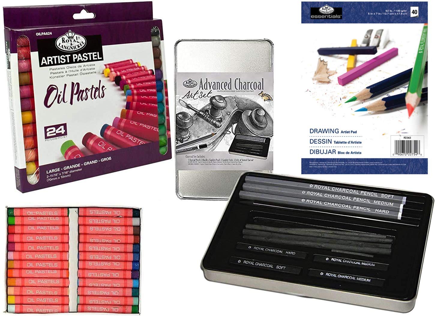 Charcoal Tin Box Studio & Pastels Drawing Sketching Pack/Pencils/Pad/Artist Soft - Medium - Hard charcoals Vines & Sticks Creative Bundle