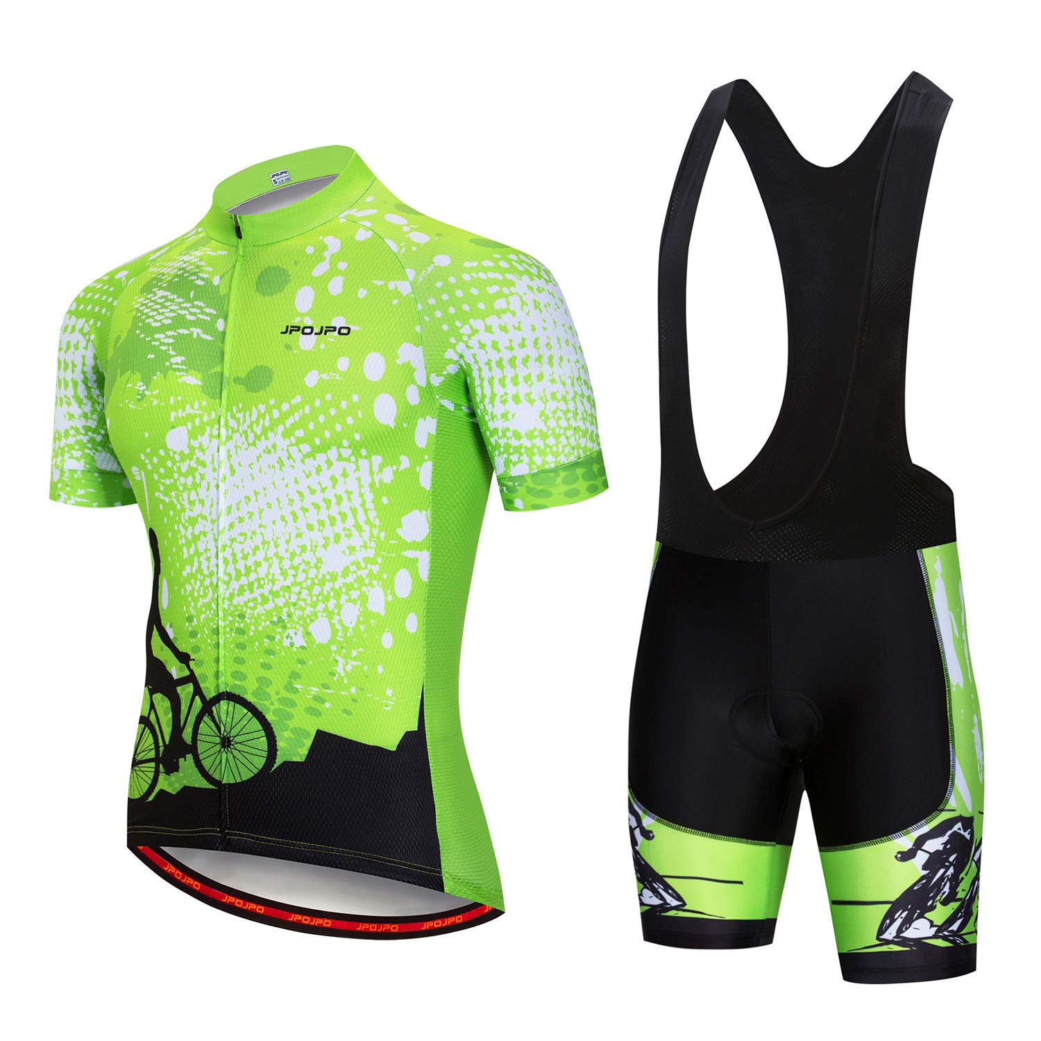 JPOJPO Herren Radtrikot Set Radtrikot Kurzarm + Männer Radhose mit 5D Sitzpolster MTB Fahrradbekleidung