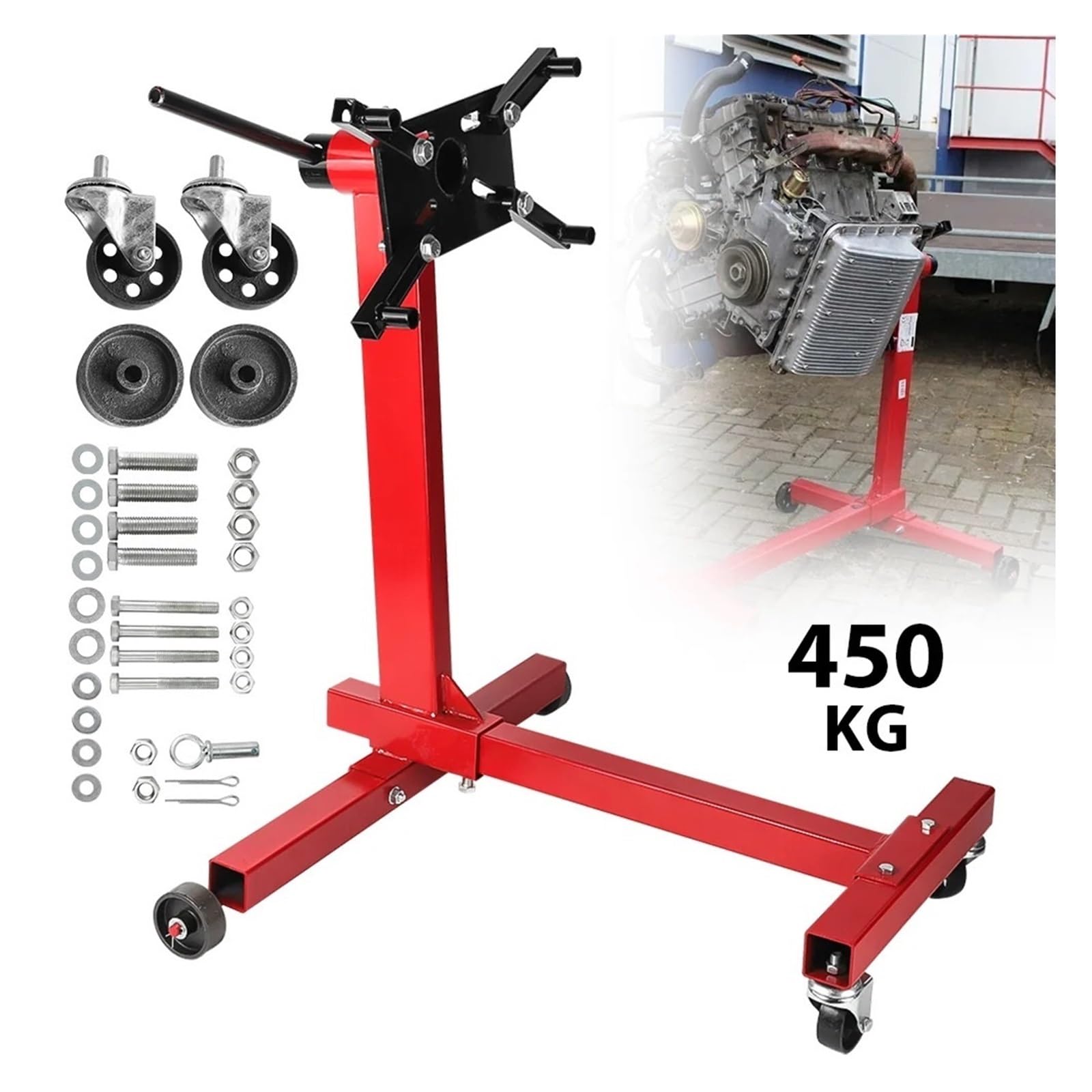 1000LBS Rotierender Motormotorständer Mit 360 Grad Verstellbarem Kopfwagen Für Autoreparatur-Werkzeuglast 450 Kg Elektrischer Hebezeug-Stützarm flaschenzug