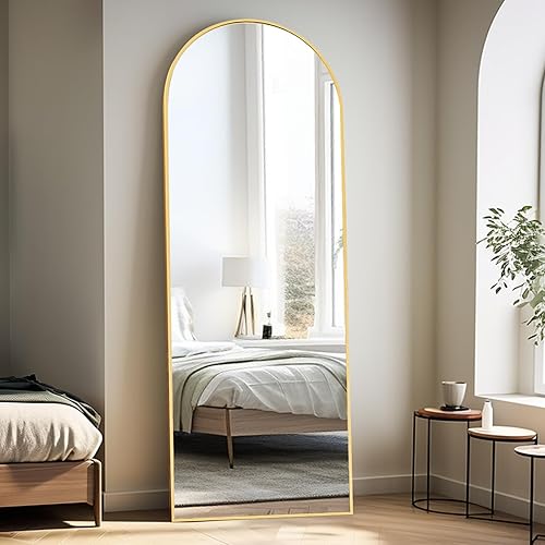 Miniatura 8 de Rowjut Espejo de suelo, espejo arqueado de longitud completa de 64 x 21 pulgadas, espejo de longitud completa, para colgar o apoyarse contra la