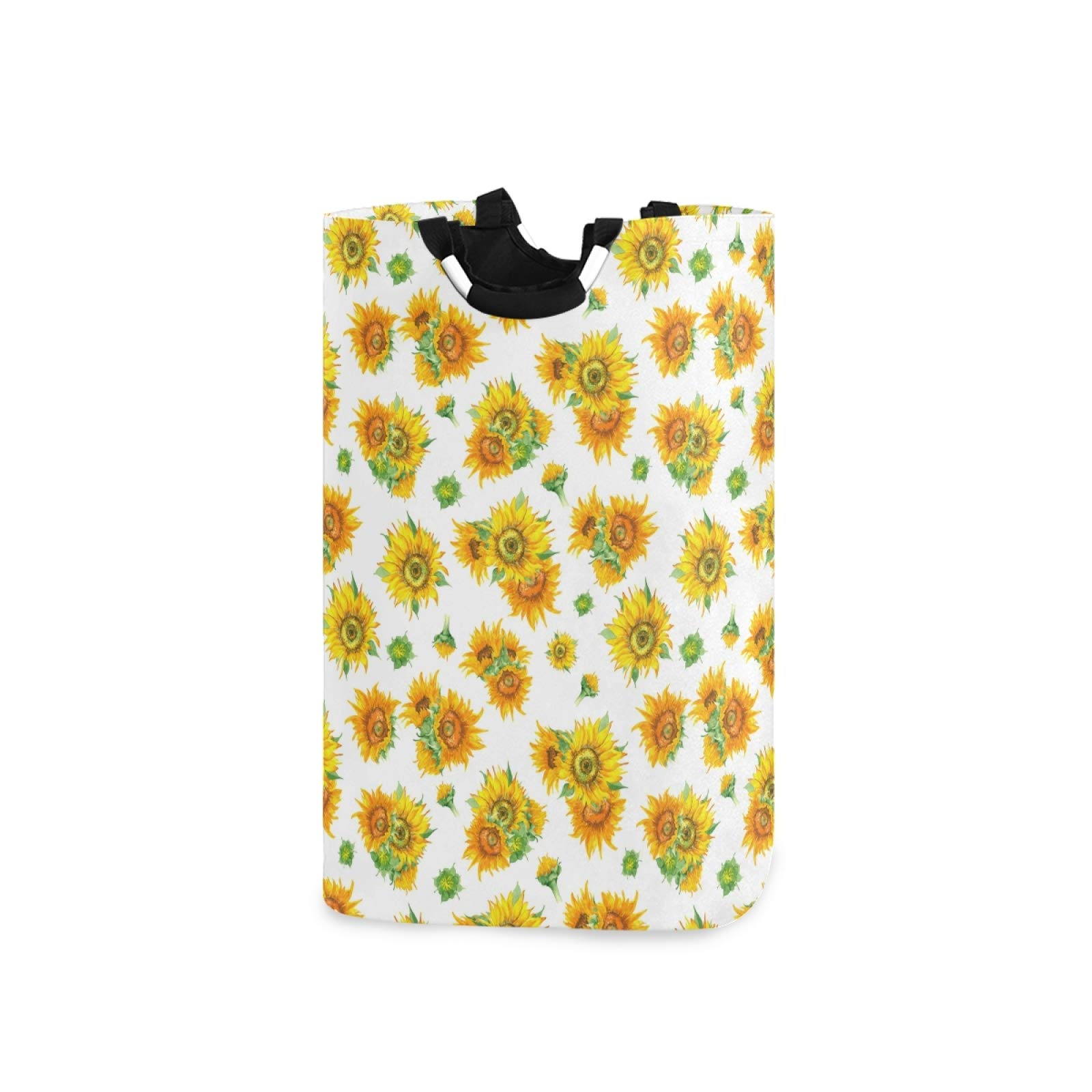 Cesto Portabiancheria Pieghevole In Tessuto Oxford Con Stampa Mucca E Girasole - 40x41 Cm, Con Maniglie, Per Bagno E Camera