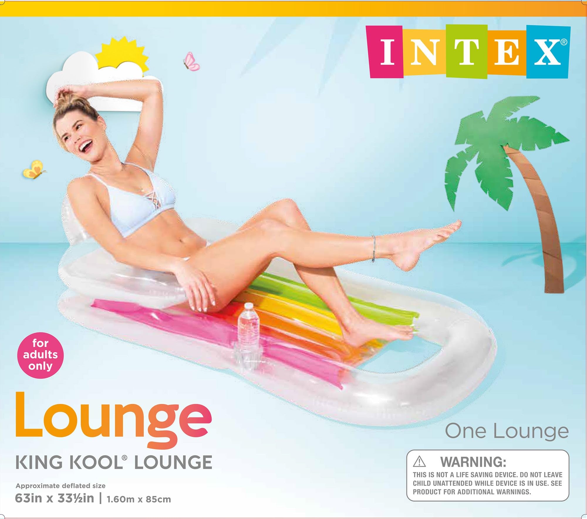 Intex King Kool - Juego de regalo inflable azul y plateado nacarado, paquete de 2, 63 x 33.5 pulgadas