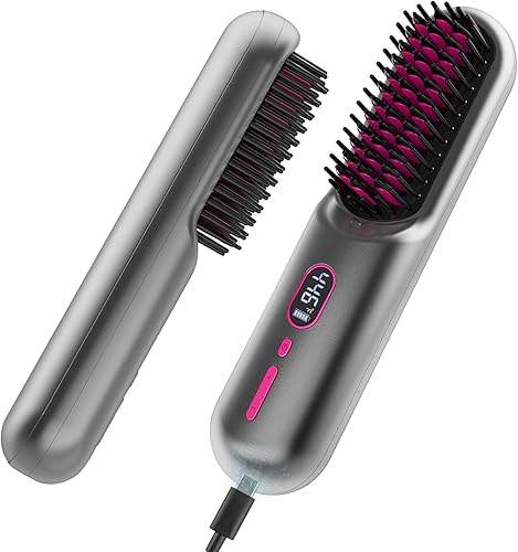 Miniatura 1 de iTayga - Cepillo alisador de pelo inalámbrico, cepillo alisador de pelo portátil mejorado para mujeres con tamaño de viaje, peine recto inalámbrico