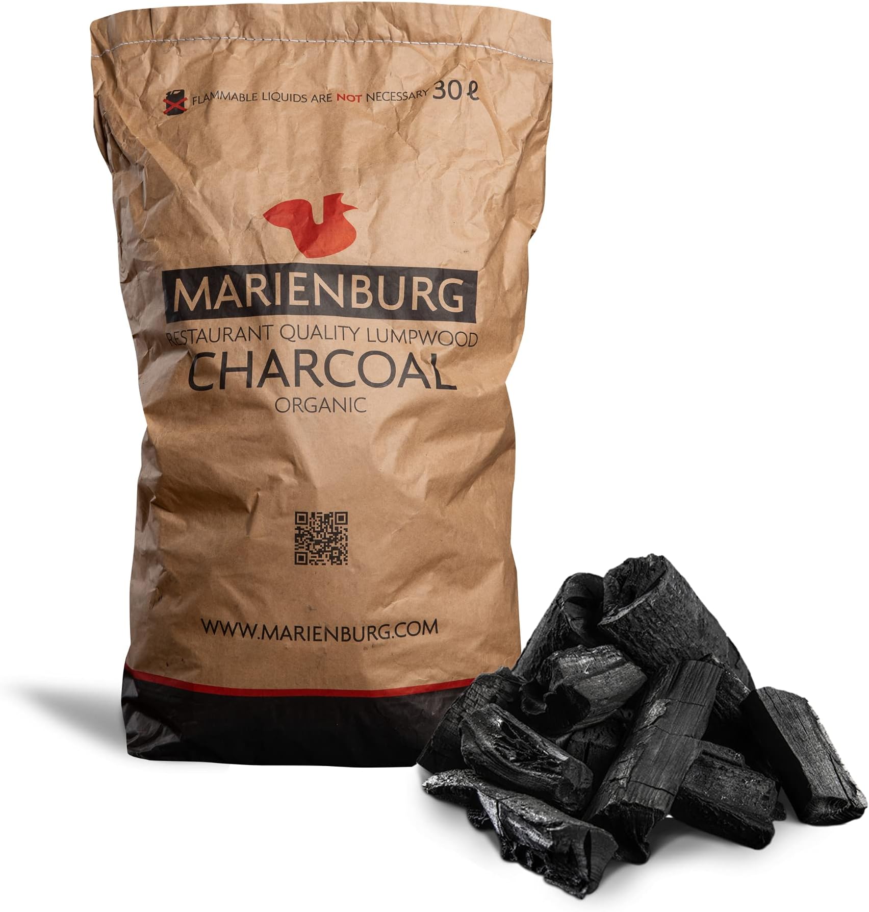 Organic Restaurant Grade Lumpwood BBQ Charcoal for Barbecues and Pizza Ovens, 30L