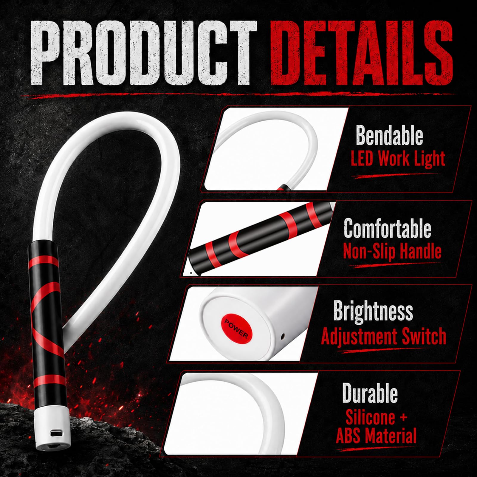 2 Stück LED Arbeitsleuchte, 73cm Flexible Wiederaufladbare Werkstattlampe