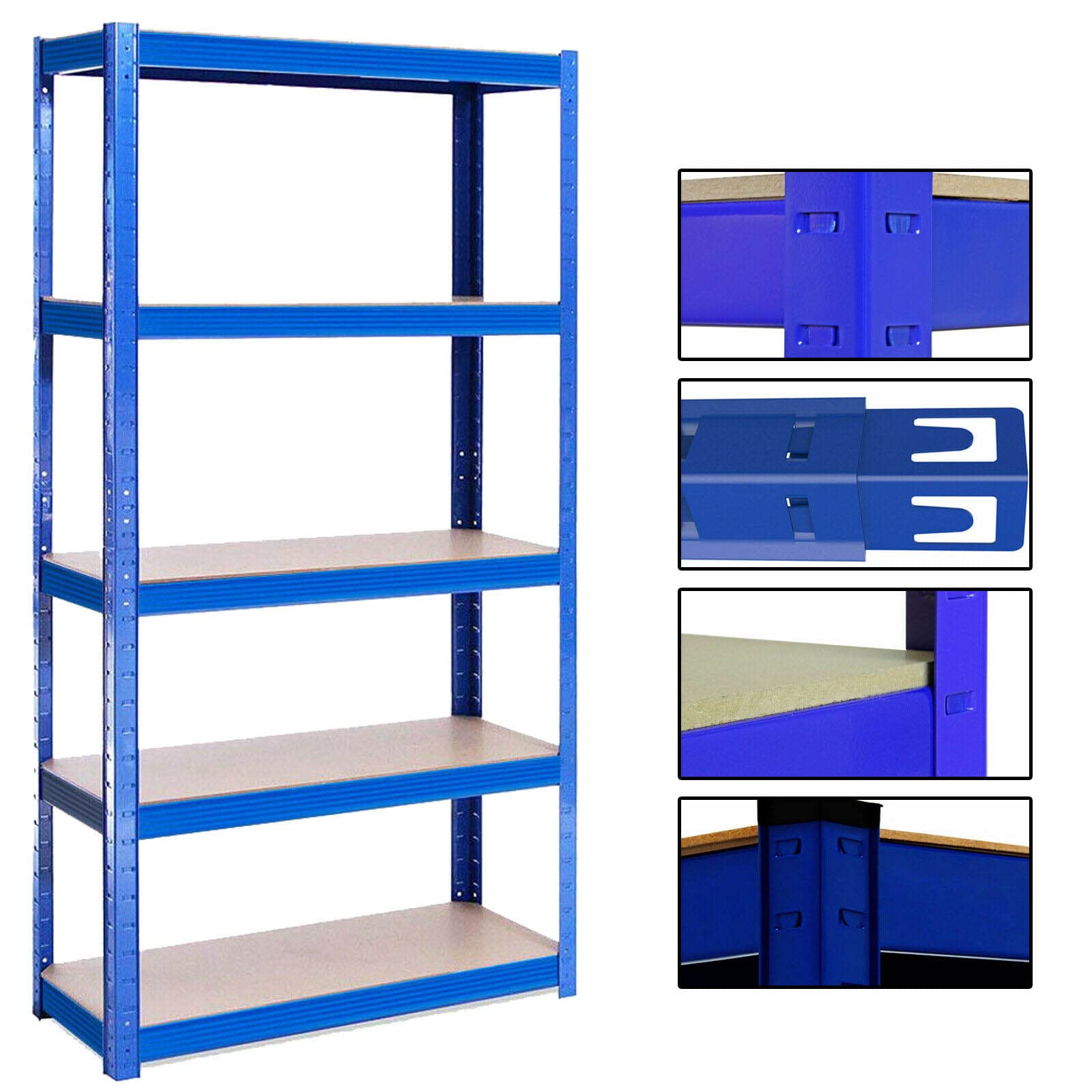 HSHa Metalowe regały wolnostojące, do 175 kg na regał, stalowy regał do warsztatu, szopy, biura, do dużych obciążeń (180 x 90 x 40 cm, niebieski)