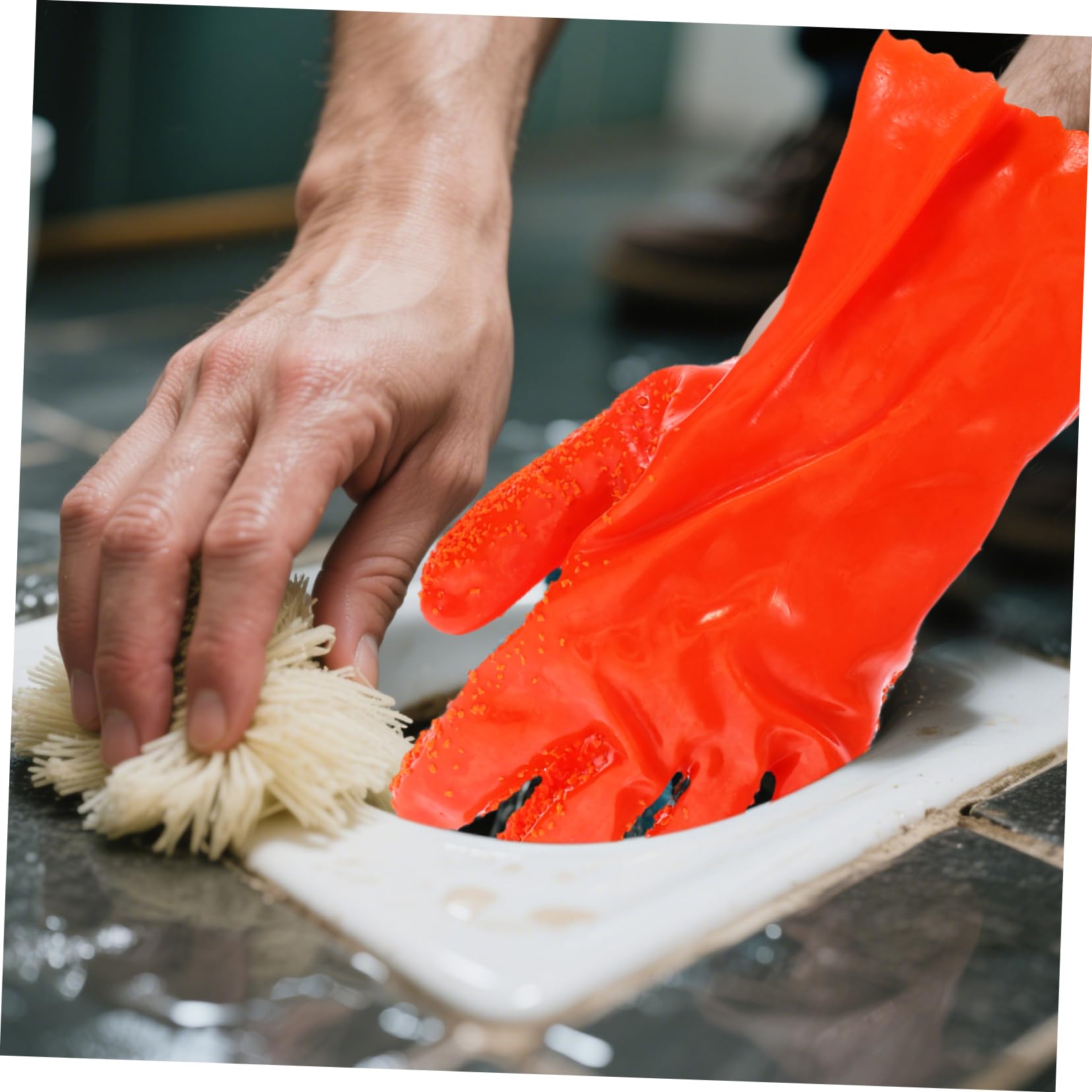 SEWACC 6 Guantes de Limpieza Impermeables Antideslizantes para Drenaje y Plomería de Guantes Resistentes la Abrasión Diseño Flexible Tipo Serpiente Uso y Seguro