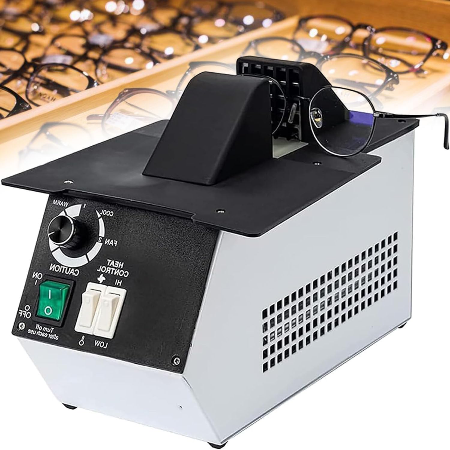 Podgrzewacz oprawek optycznych Podgrzewacz oprawek do okularów 1500 W, optyczne ogrzewanie oprawek na gorące powietrze 80 ℃–170 ℃ Regulacja temperatury, dla materiałów niemetalowych