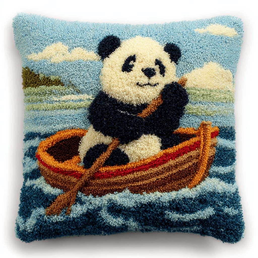 Kitquiver Latch Hook Kits Donkey for Adults,Panda DIY Latch Hook Cushion Kits and Latch Rug Kits Cross-Stitch Embroidery Cushion Cover for Home Sofa Decoration 17X17 in
