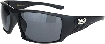 Locs Sunglasses Hardcore Shades Mens Rectangular Wrap Around Black UV 400